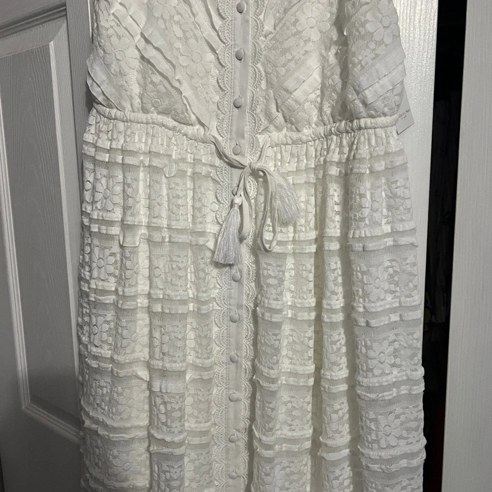 Gorgeous Elegant White Lace Maxi Dress - Picture 7 of 16